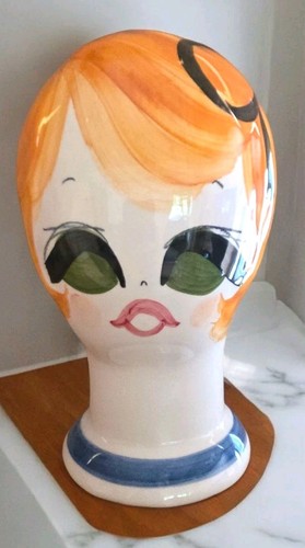 Vintage 1960s Italian Ceramic Wig Head Hat Stand - 第 2/5 張圖片
