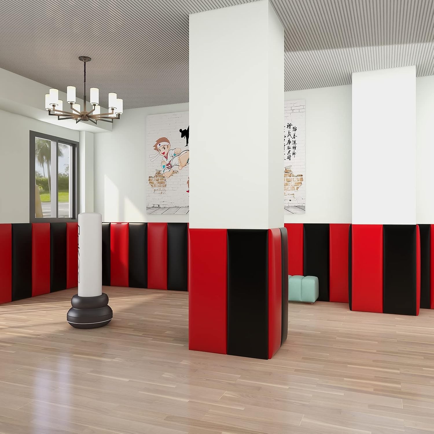 Windplusya 3D Wall Stickers 20x50cm Black 2pk Anti-Collision Padded Panels image 5
