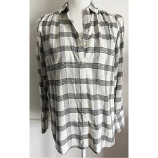 Loft • Black White Plaid Blouse