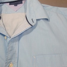 Tommy Hilfiger Mens Dress Shirt 16  32-33 Stripe Cotton Long Sleeve Office Wear 