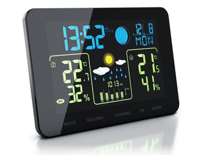 Bearware Wetterstation 304273 Farbdisplay Außensensor Alarmuhr Netzteil