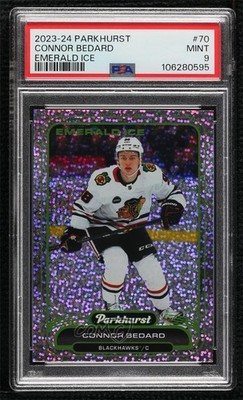2023-24 Parkhurst Emerald Ice 10/10 Connor Bedard #70 PSA 9 MINT Rookie RC 18lg