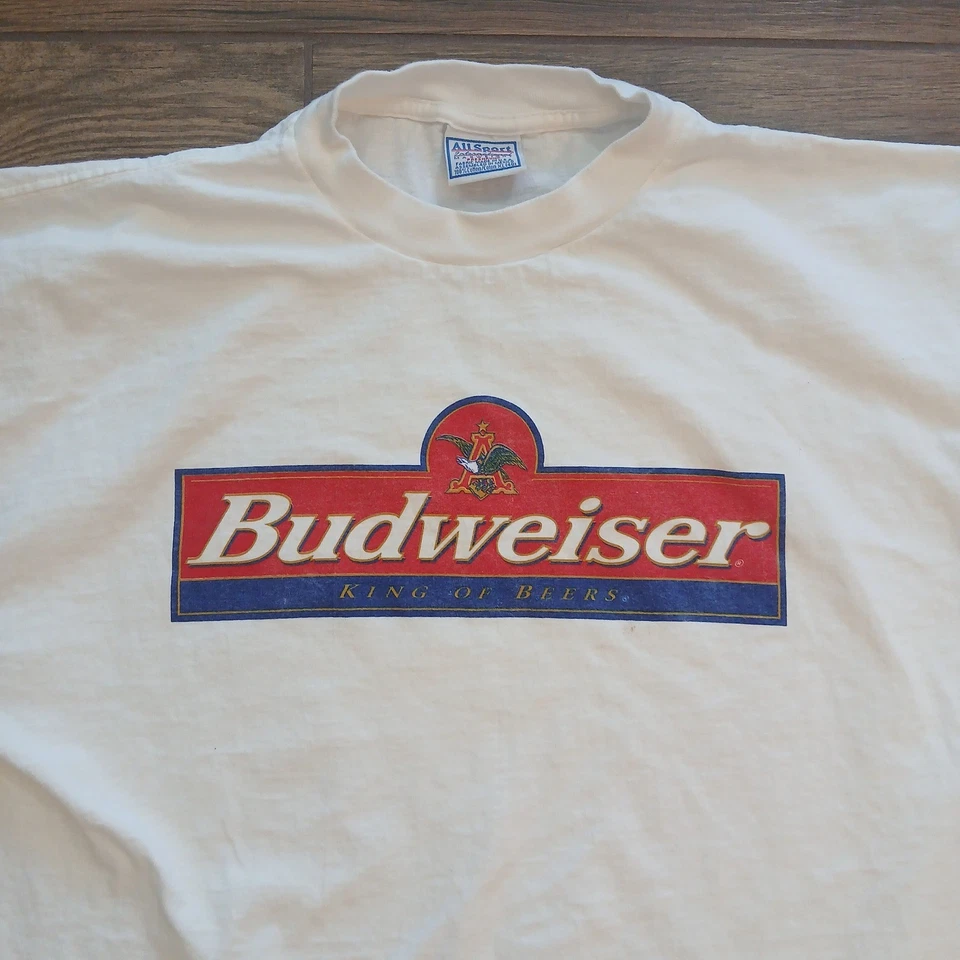 Camisa Budweiser De Colección Para Hombres Extra Grande King of Beers Todo Deporte Hecha en EE. UU. Y2K Foto 2 de 4