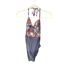 Modcloth Women's Floral Modest One Piece Swimsuit Small Sweetheart Neckline