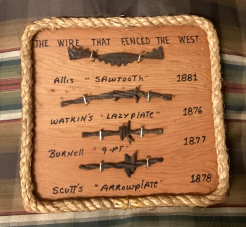 Vintage 4 Sample Barb Wire Display “The Wire That Fenced The West” Handmade
