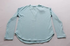 Layer 8 Women's Ribbed Back Cutout Long Sleeve T-Shirt BL1 Blue Medium NWT