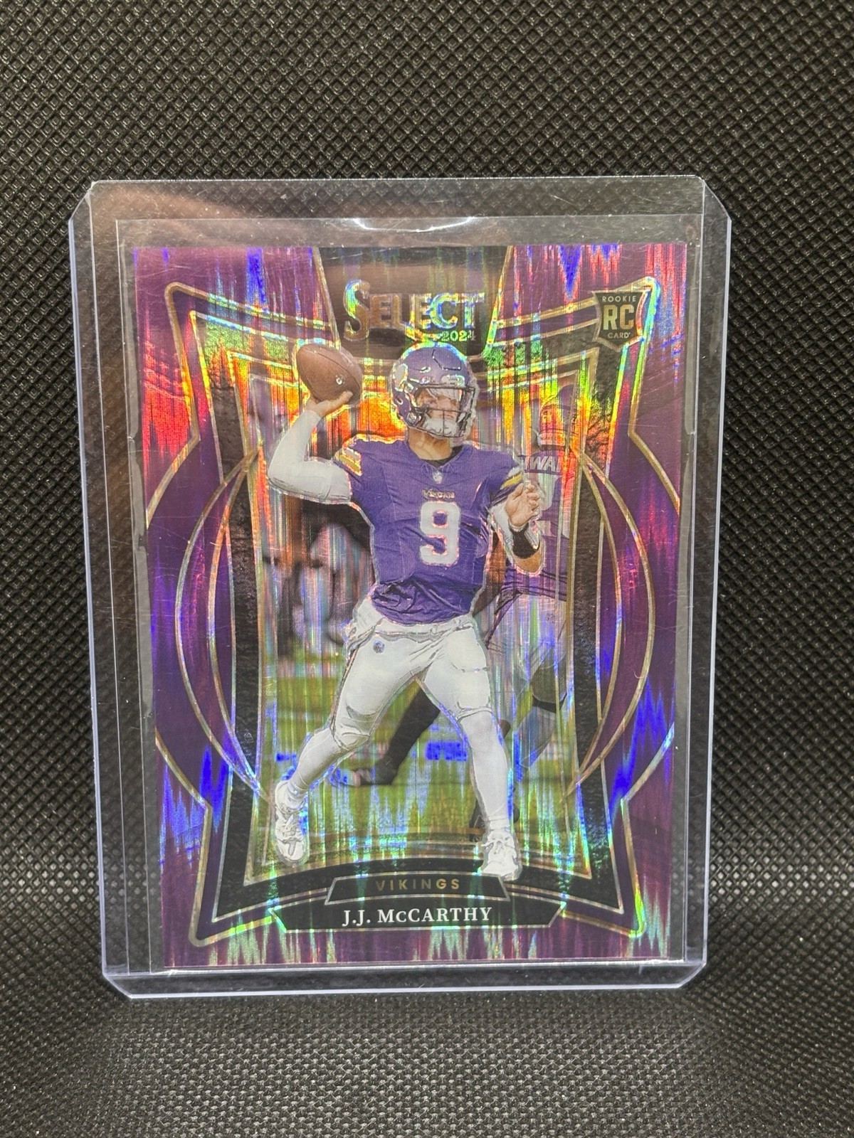 2024 Panini Select - Concourse J.J. McCarthy #24 Purple Shock Prizm /360 (RC)
