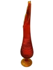 Vintage Fenton 20.5" Bittersweet Hobnail Amberina Pedestal Swung Vase