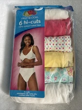 Fruit Of Loom VINTAGE 6 hi-cuts 100% Cotton Panties Sz 8 XL NIP 2006 FREE SHIP