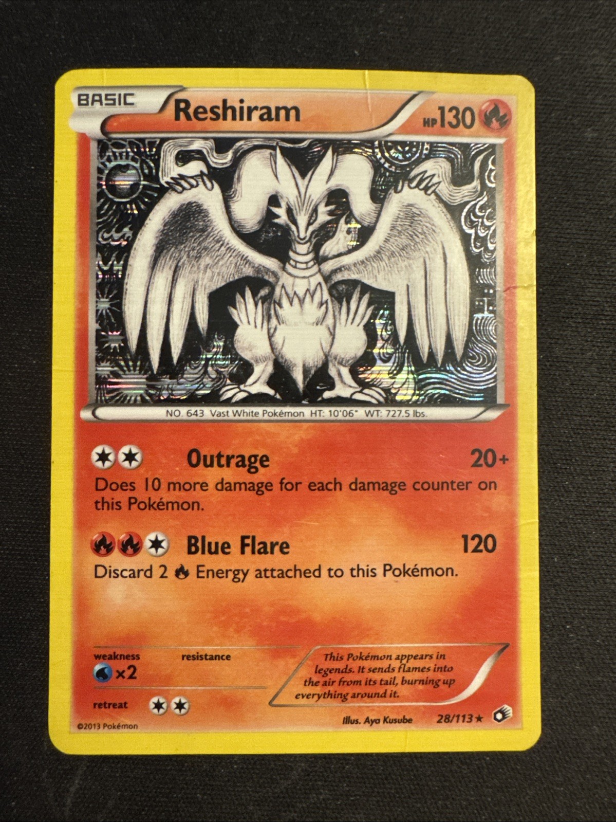 Pokémon Reshiram Holo B&W Legendary Treasures 28/113