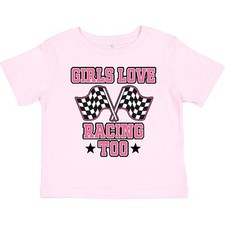 Inktastic Girls Love Racing Rally Flags Toddler T-Shirt Cars Childs Child Kid