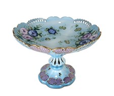 Antique Limoges Dresden Style Hand Decorated 9" Porcelain Compote Centerpiece