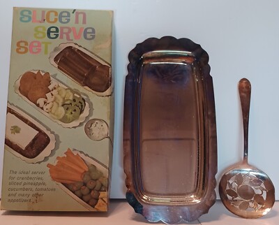 Vintage W. M. Rogers Silverplate Cranberry or Relish Set . In Original Box.