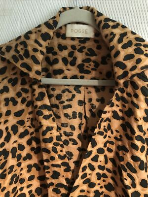 POSSE Linen Wrap Dress Size L Brown Color Animal Print | eBay