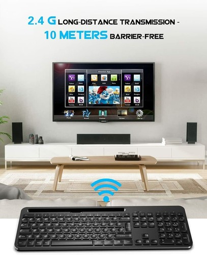 Wireless Keyboard & Mouse TedGem 2.4G Laptop PC TV 2-in-1 USB Ergonomic & Holder - Picture 5 of 11