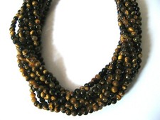 Lotto N°10 Fili  Occhio di Tigre Naturale  4mm. ,Lunghi cm.38 cadauno