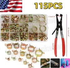 115X Hose Spring Clamps 6-22mm Fastener Fuel Water Line Pipe Air Tube Clips Kit