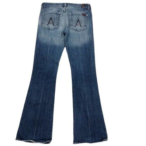 7 for All Mankind A Jeans Size 27 Flare Embroidered back Medium Wash - Picture 4 of 8