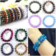 8mm Handmade Women,Men Beaded Bracelet Stretch Healing Chakra Natural Gemstone