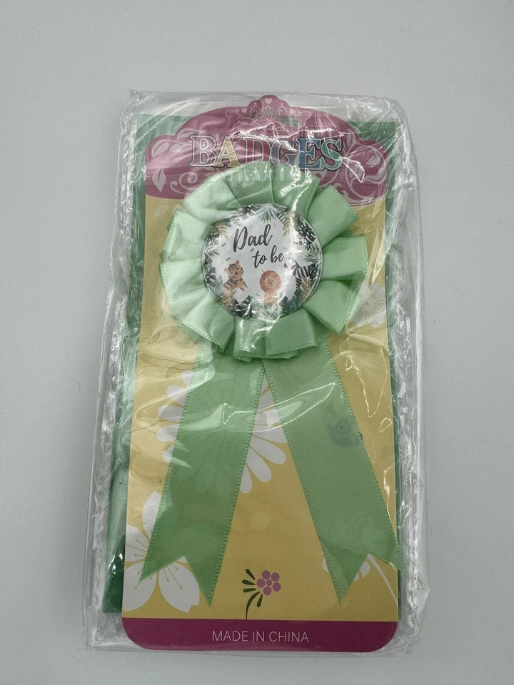 Baby Shower Jungle Theme 4 Piece Set Mom To Be Sash Leaf Crown Mom Dad Corsage - Image 3 of 4