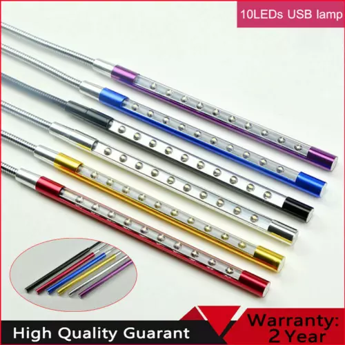 LED USB Keyboard Night Light Flexible Lamp 10 LED for Reading Notebook PC Laptop