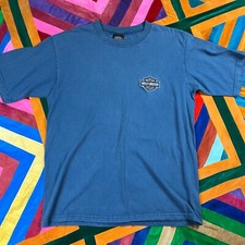 Vintage Y2K Size Large Blue Harley Davidson T Shirt Short Sleeve Embroidered L