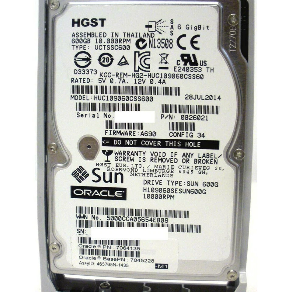 Sun 7045228 600Gb 10k Sas 3.5in Hard Drive - Image 2 of 3