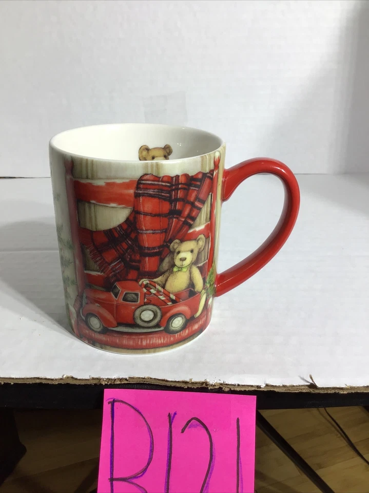 TAZA DE CAFÉ DE OSO DE PELUCHE DE NAVIDAD. Por SUSAN LANG. Taza con estampado Art Deco. B121 Foto 3 de 4
