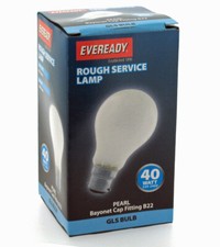 Image of 5x Eveready 40w Pearl BC Bayonet GLS Light Bulb Warm White Fully Dimmable