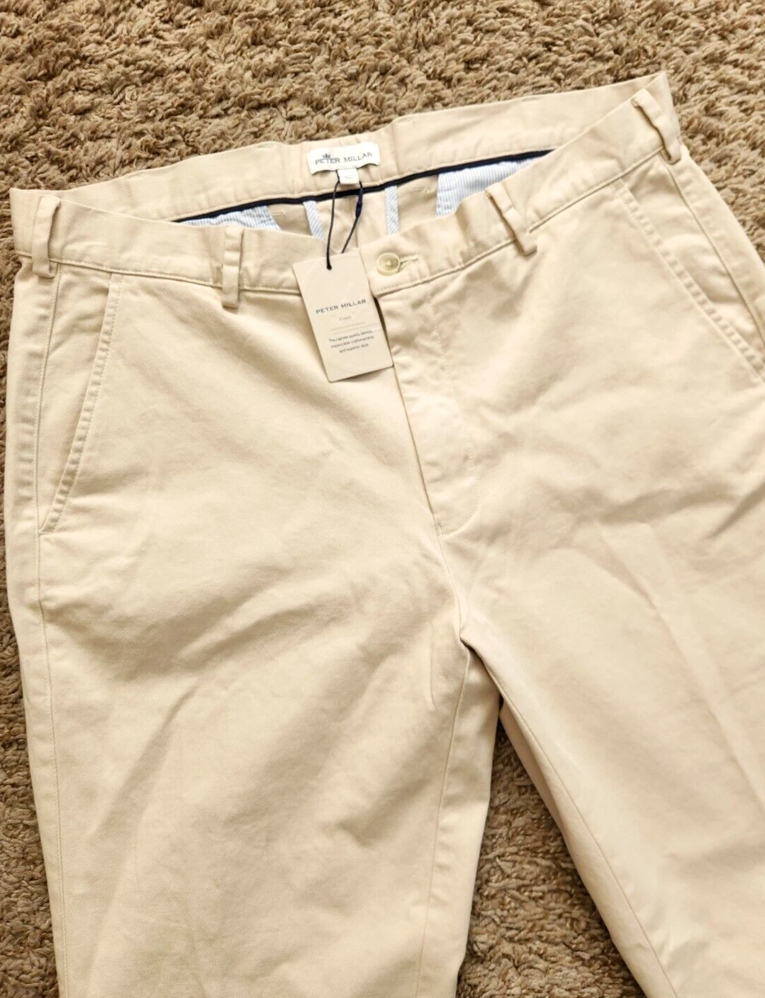 Peter Millar Crown Pants ME0B06 NWT Men's (33W & 34W) x 36L Pima Cotton Flat-Frt