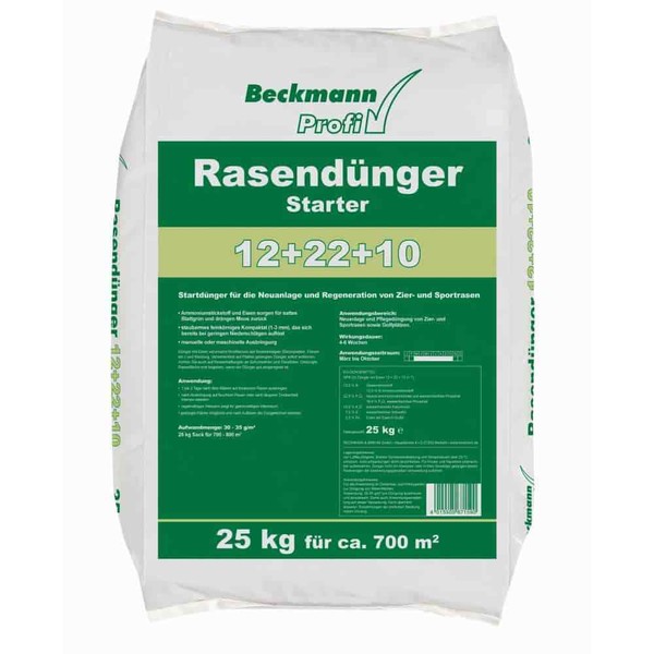 25Kg RasendüNger Starter Rollrasen DüNger 12+22+10 FüR Zierrasen Sport Beckmann-image