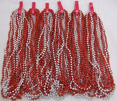 Mardi Gras Beads 60 Dozen Red and Silver Metallic Throw Necklaces