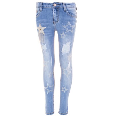WLJ039 Kinder Mädchen Skinny Jeans Hose