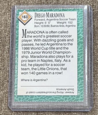 Carte Rookie Diego Maradona – Sports Illustrated For Kids 1990, Argentina, Non Gradée
