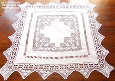 NAPPE SURNAPPE INCRUSTATIONS CROCHET MAIN CARRE BLANC 60CM   AMATA ***