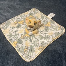 Disney Baby Lion King Simba Blanket Yellow Green White Jungle Leaves Lovey 13"