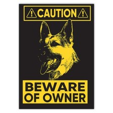Gift Sticker : German Shepherd Caution Beware of Owner Dog K9 K-9 Canine