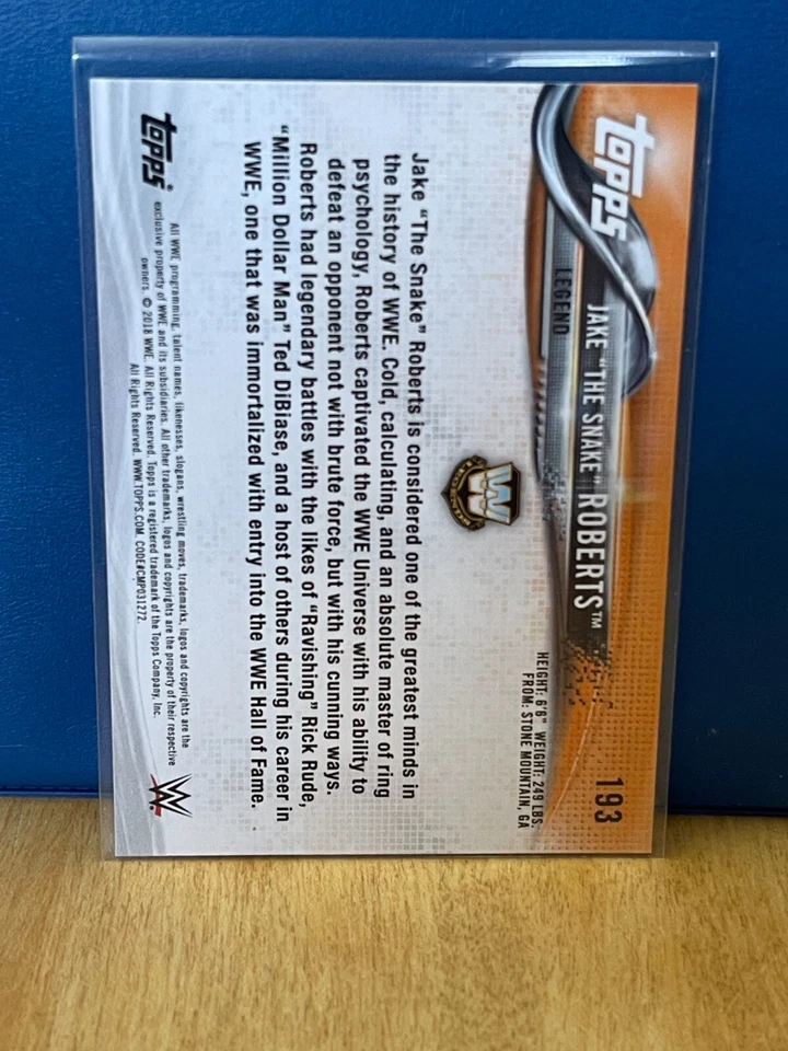 2018 Topps WWE Then Now Forever #193 Jake The Snake Roberts wrestling card - Image 2 of 2