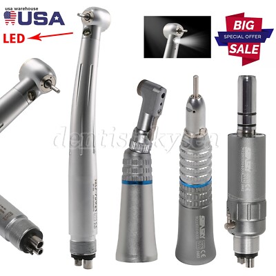 Dental Fiber Optic LED Handpiece Low Speed Straight Contra Angle 4-H Motor PDM