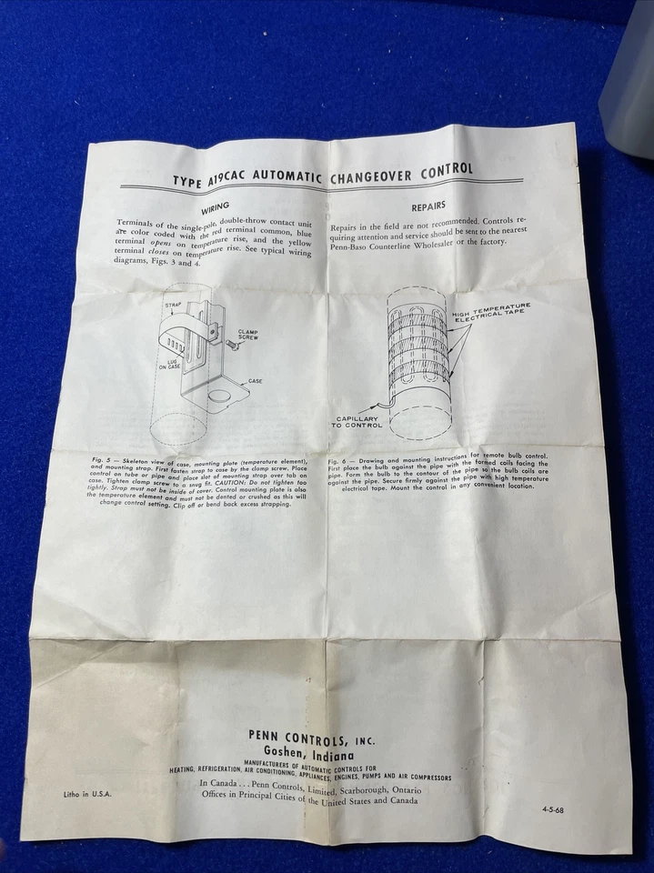 NOS VINTAGE PENN BASO COUNTERLINE CHANGEOVER THERMOSTAT A19CAC-2 - Image 2 of 4