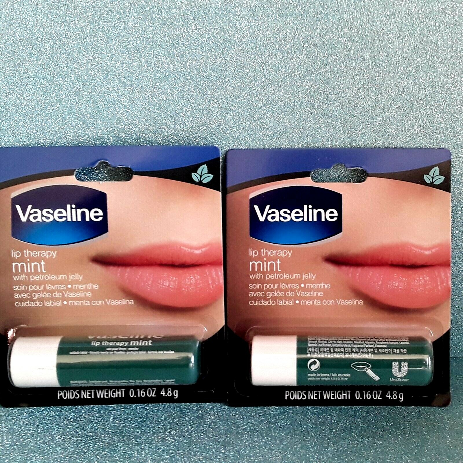 VASELINE LIP THERAPY MINT BALM STICKS MOISTURIZE 7 SMOOTHES 2 packs