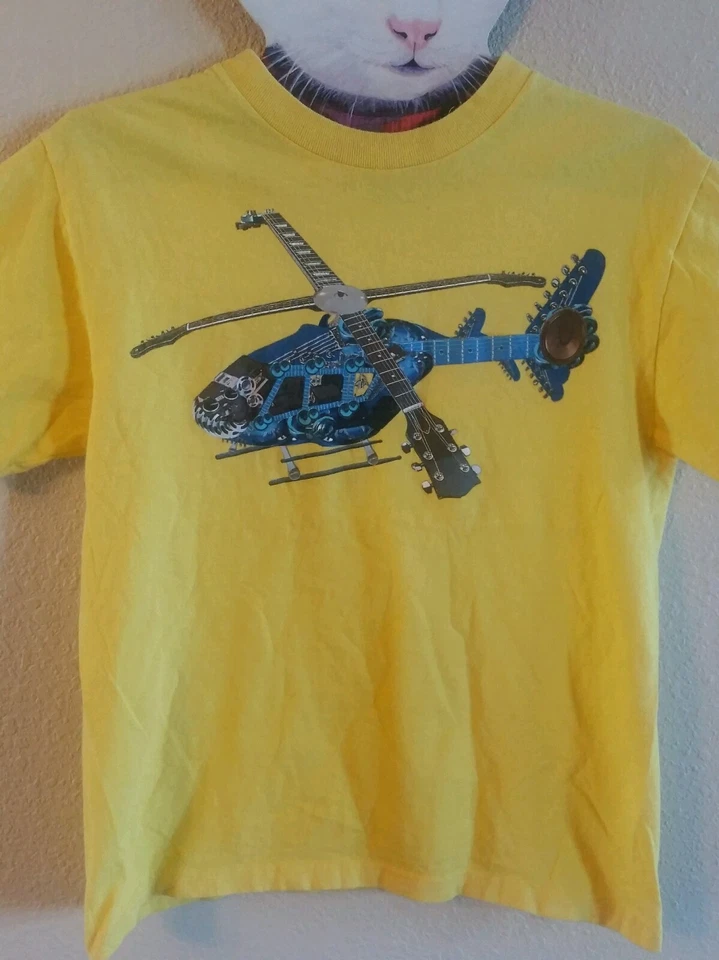 🚁COOL🎸 Niño XL (14-16) JEM® Guitarra Amarilla HELICÓPTERO Manga Corta CAMISETA Foto 4 de 4
