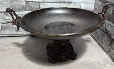 READ Vintage Ornate Metal Tazza Compote Fruit Bowl Footed Pedestal Dish Stand