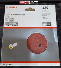 150mm Sanding Pads 120 Grit 5 pieces Bosch 2608605720 Clearance