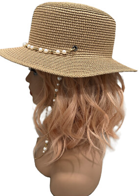 KENDALL+ KYLIE Natural Paper Straw Summer Hat with Fringe Kendall and Kylie Adjustable Hat Straw Rafia Summer Sunhat  main image 3