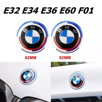 SET BMW 50 Jahre M 2x82mm Embleme FUR E34 E60 E61 E36 E32 E38 E84 U11 G01 G05