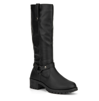 Olivia Miller Kristin Tall Riding Boots Size Black Lug Sole $99