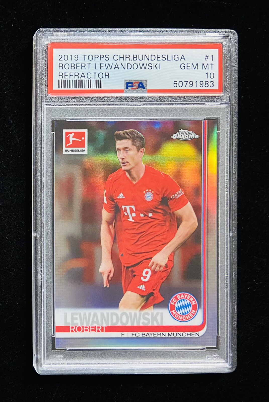 2019-20 Topps Chrome Bundesliga Robert Lewandowski Refractor Card #1 PSA 10