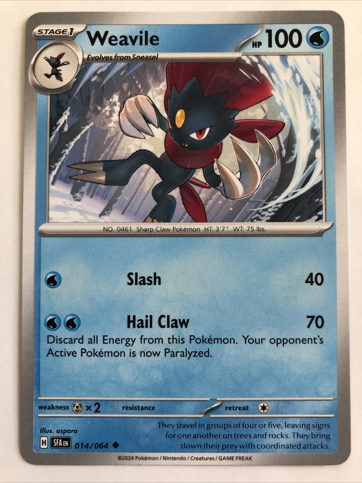 Pokémon TCG Shrouded Fable Weavile 014/064 NM
