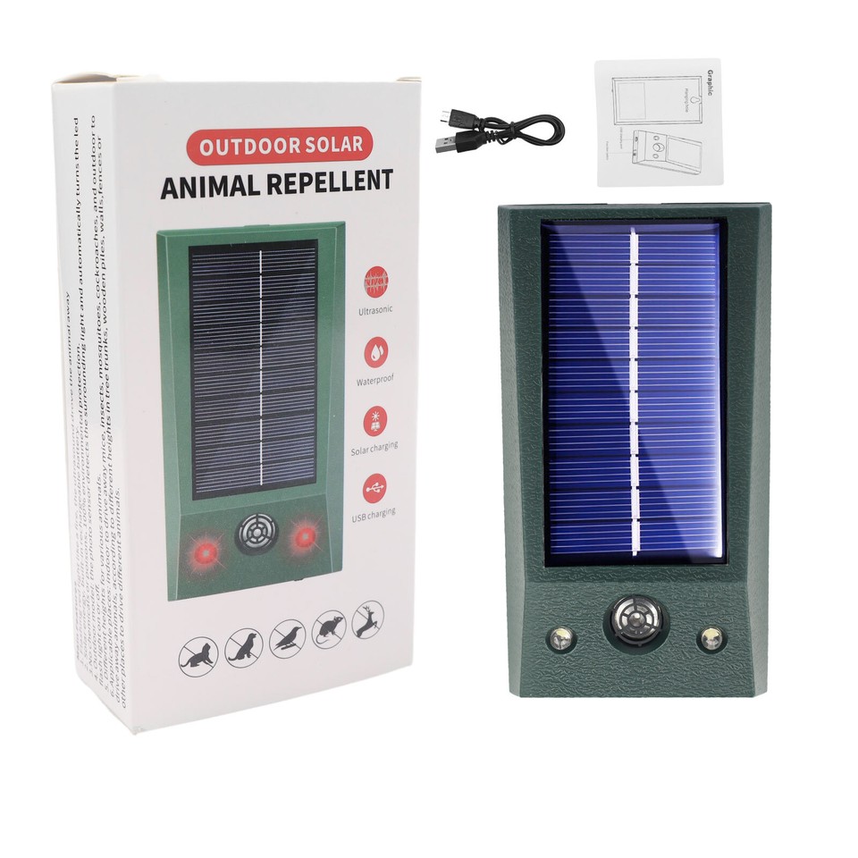 solar power ultrasonic pest animal repeller outdoor Pest Cat Mice Deer